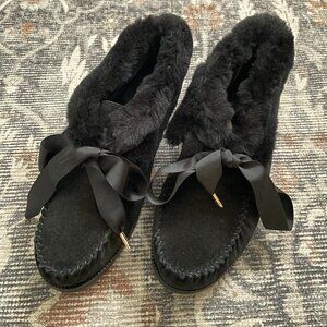 Tory Burch Black Leather Moccasin Slippers - Brand New! Size 7.5